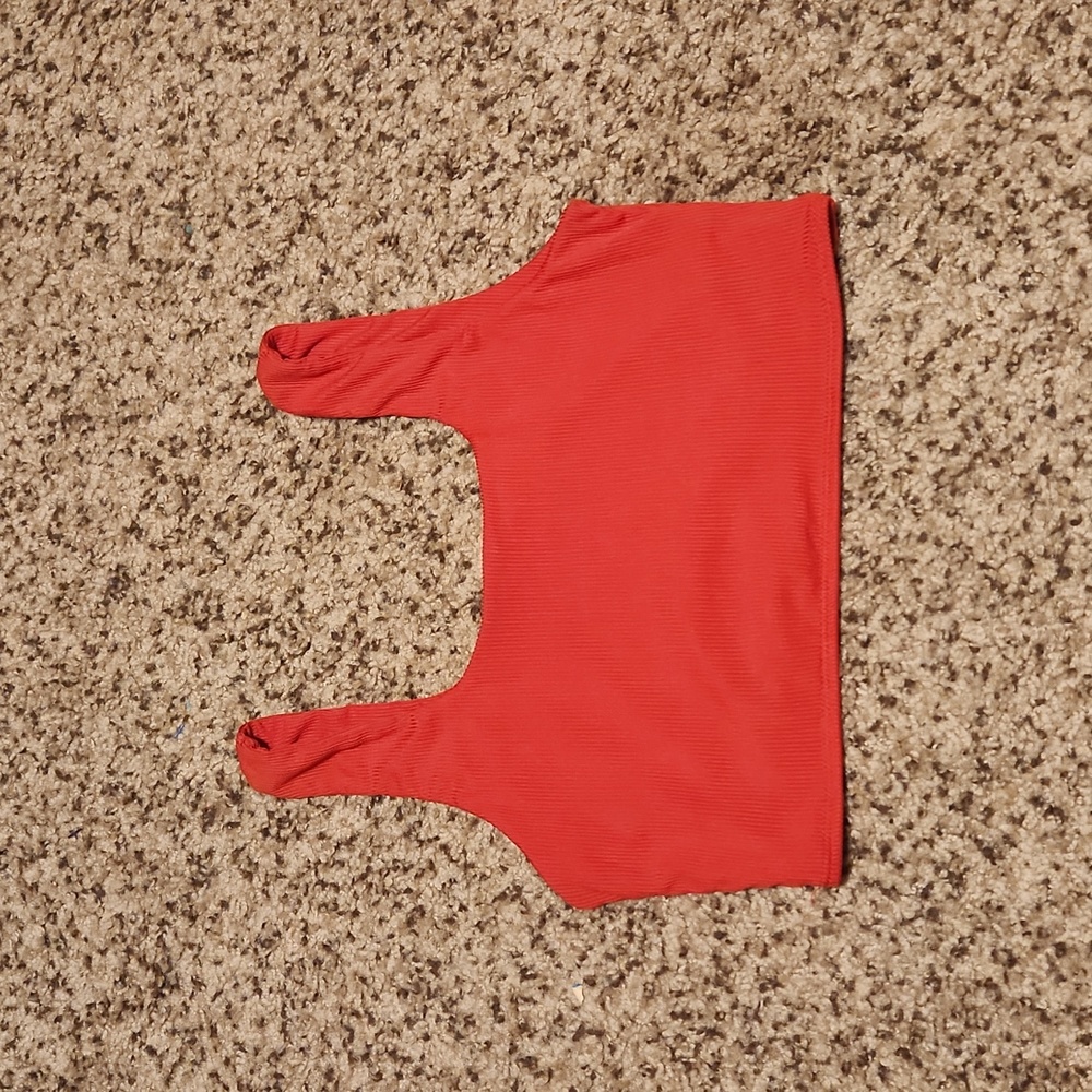 Shein Ribbed Red Crop Top